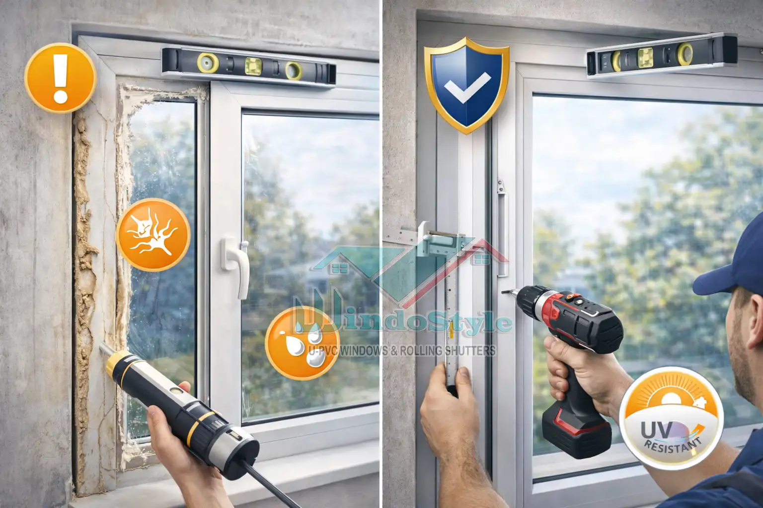 الحاجة إلى تركيب احترافي من العيوب التي تُذكر أحيانًا أن شبابيك PVC قد لا تعطي أفضل أداء في حالة التركيب غير السليم، مثل: ضعف العزل صعوبة الفتح والغلق تسريب هواء أو ماء وهذا العيب لا يرتبط بالمنتج، بل بخبرة الفني وجودة التركيب. التركيب الصحيح باستخدام ميزان دقيق، وفريم مضبوط، وإكسسوارات أصلية، يضمن أداء مثالي لسنوات طويلة.