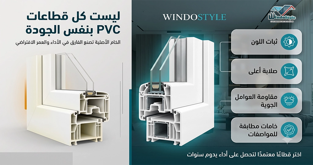 عيوب شبابيك PVC | نقاط يجب معرفتها قبل الشراء تعرف على عيوب شبابيك PVC بشكل موضوعي مع توضيح كيفية تجنبها عند الاختيار والتركيب، لضمان أفضل أداء وعمر افتراضي أطول  وتُعد شبابيك PVC من أكثر الخيارات انتشارًا في السنوات الأخيرة  ورغم مميزاتها العديدة، فإن البحث عن عيوب شبابيك PVC يُعد خطوة طبيعية لأي عميل واعٍ قبل الشراء  وفي هذا المقال نستعرض العيوب المحتملة بشكل موضوعي، مع توضيح متى تظهر هذه العيوب، وكيف يمكن تجنبها تمامًا بالاختيار الصحيح  1  تأثر بعض أنواع PVC بالجودة المنخفضة من أبرز النقاط التي تُذكر عند الحديث عن عيوب شبابيك PVC أن الجودة تختلف من مصنع لآخر  فالقطاعات منخفضة الجودة قد: يتغير لونها مع الوقت تصبح أقل صلابة تتأثر بسرعة بالعوامل الجوية لكن من المهم التوضيح أن هذا ليس عيبًا في خامة PVC نفسها، بل نتيجة استخدام خامات غير مطابقة للمواصفات أو مواد معاد تدويرها بنسبة كبيرة  اختيار قطاع معتمد ومصنّع وفق معايير جودة يحل هذه المشكلة تمامًا 
