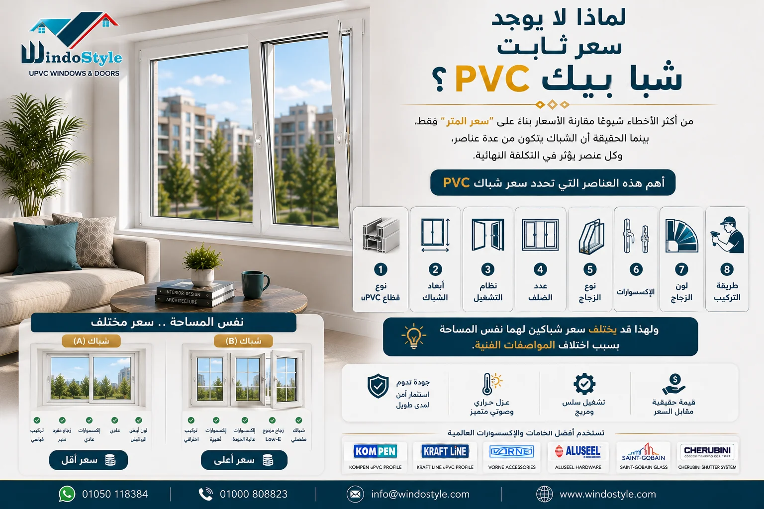 لا يوجد سعر ثابت لشبابيك pvc