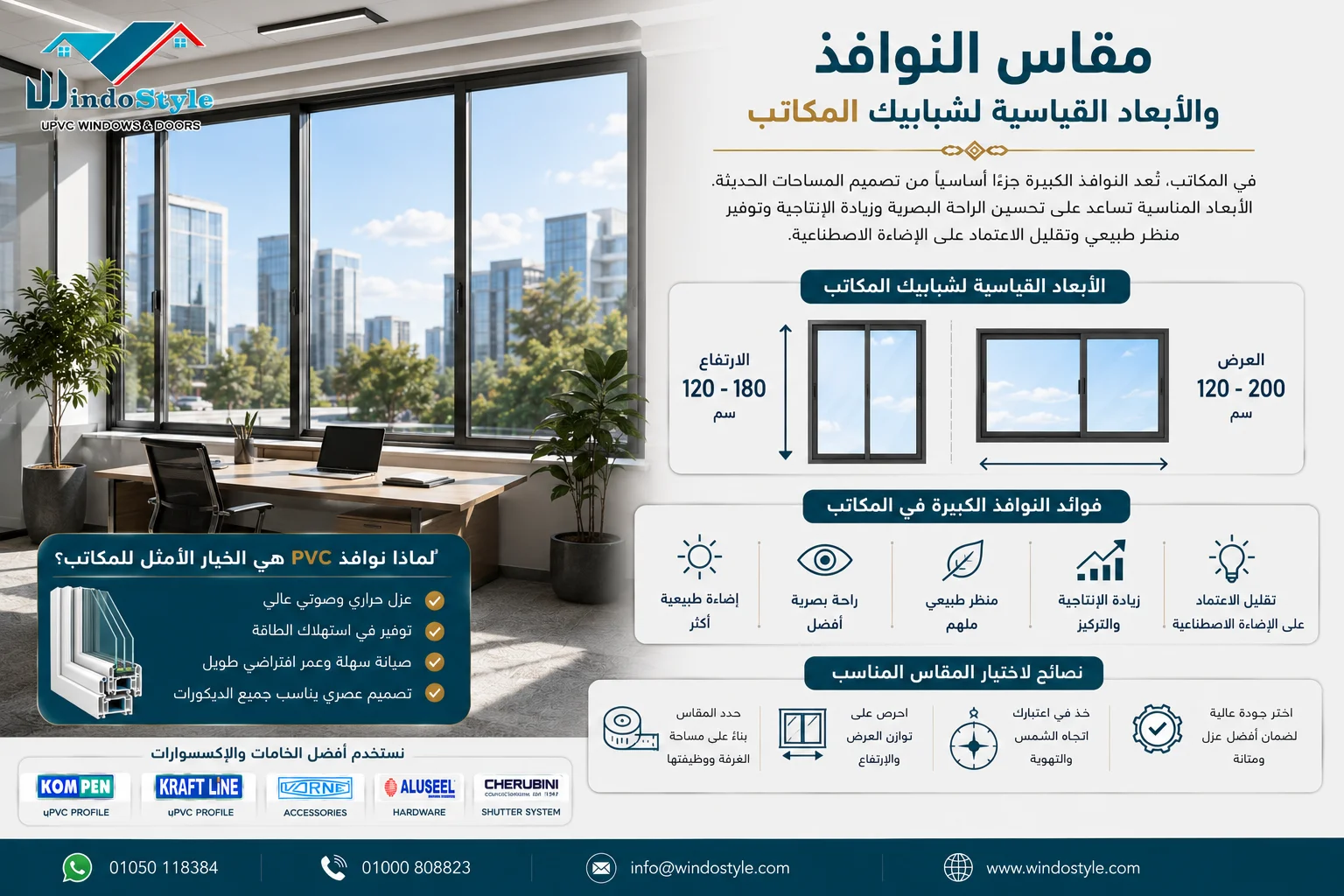 مقاس النوافذ الصحيحة | دليلك لاختيار مقاس الشبابيك 3 مقاس النوافذ والأبعاد القياسية لشبابيك المكاتب