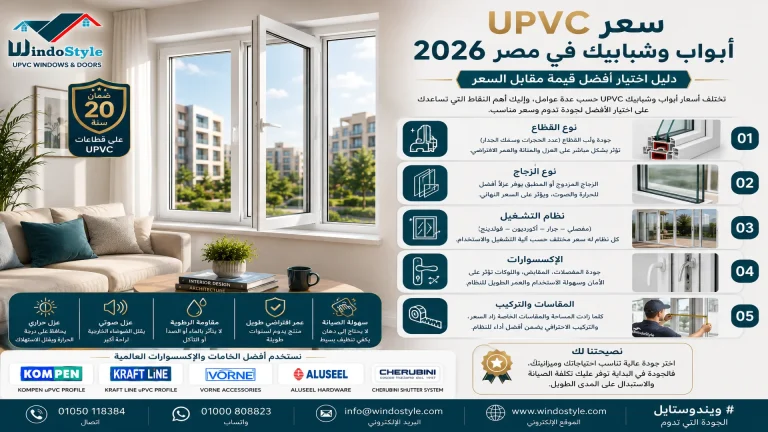 سعر UPVC أبواب وشبابيك في مصر 2026 ودليل اختيار أفضل قيمة مقابل السعر