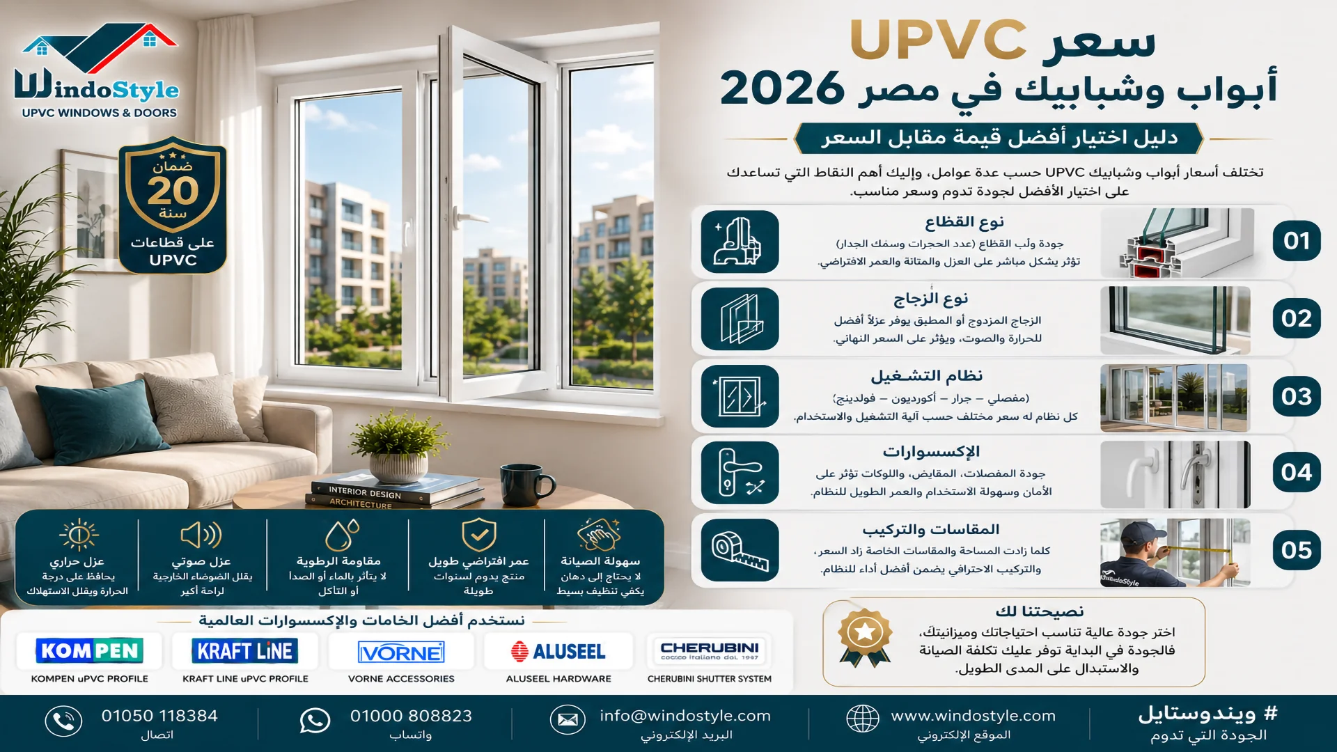 سعر UPVC أبواب وشبابيك في مصر 2026 ودليل اختيار أفضل قيمة مقابل السعر