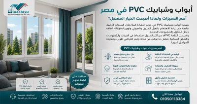تعرف على أهم مميزات ابواب وشبابيك PVC في مصر مثل العزل الحراري والصوتي ومقاومة الرطوبة والعمر الافتراضي الطويل، ولماذا أصبحت الخيار المفضل للمنازل الحديثة 