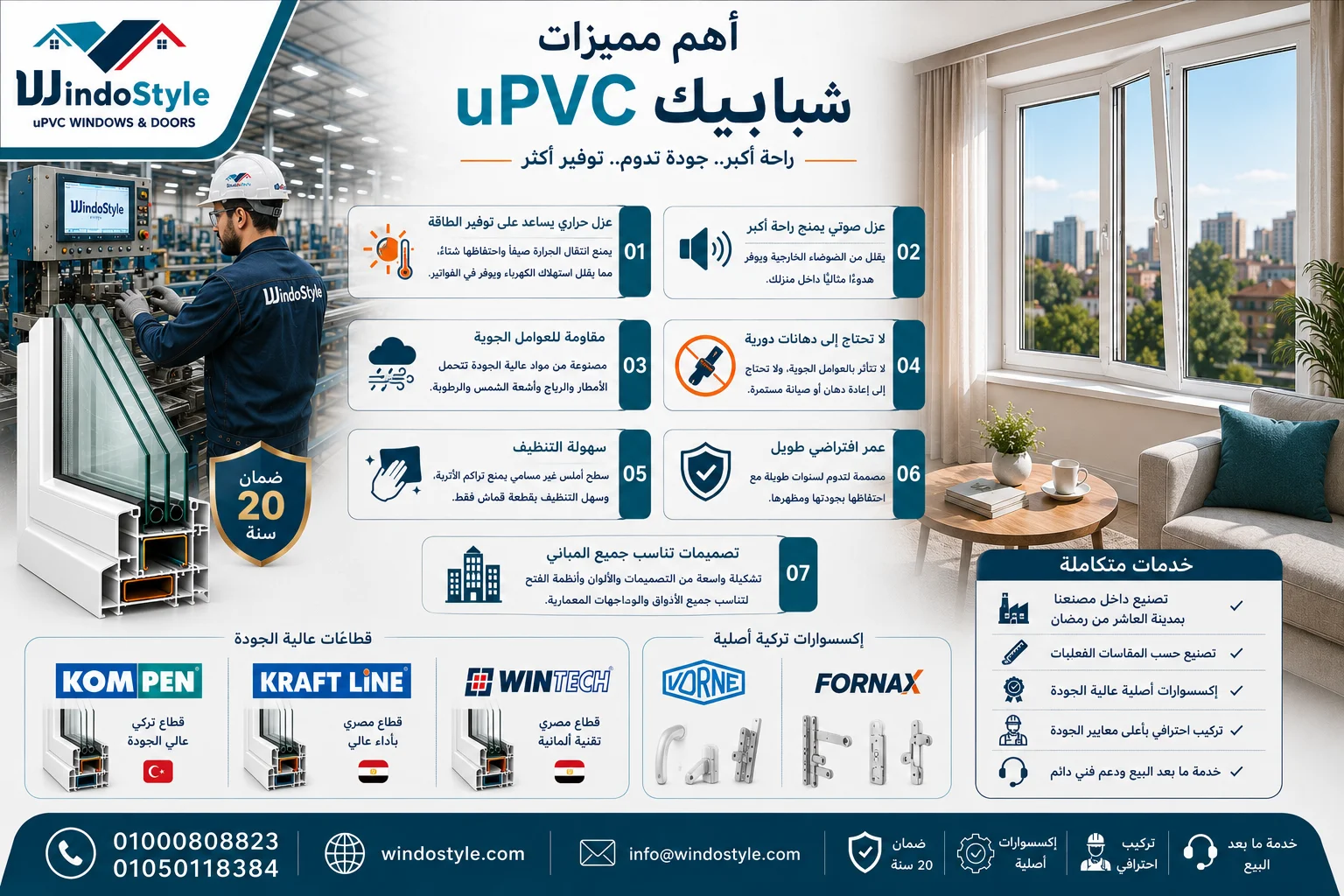 شبابيك uPVC | أفضل الأنواع والأسعار والمميزات في مصر 2026 4 أهم مميزات شبابيك uPVC