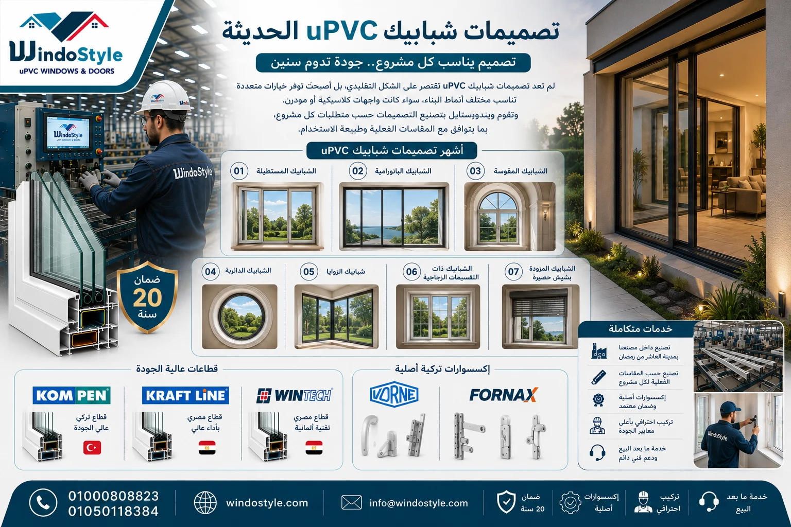 شبابيك uPVC | أفضل الأنواع والأسعار والمميزات في مصر 2026 8 تصميمات شبابيك uPVC الحديثة
