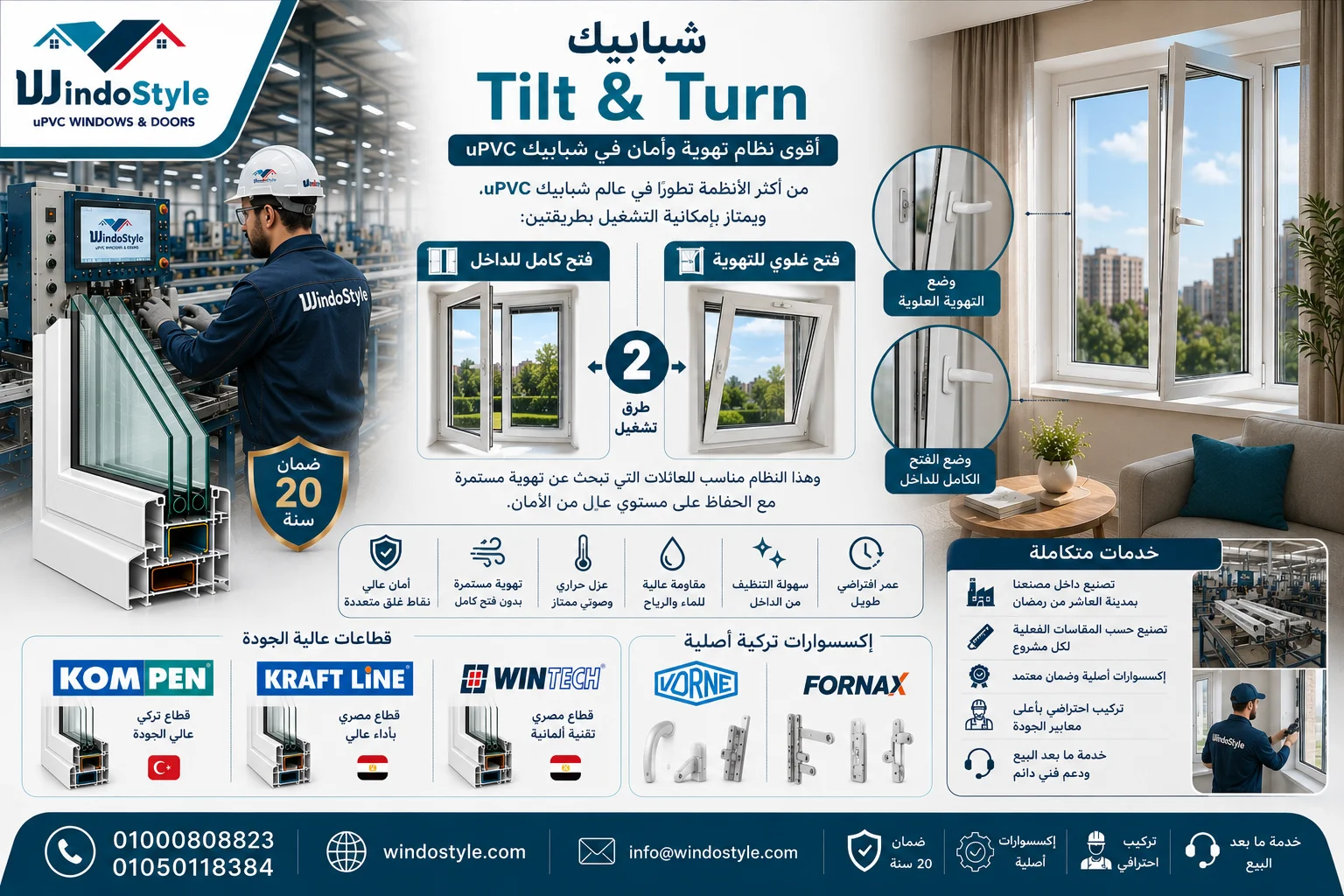 شبابيك Tilt & Turn uPVC شبابيك Tilt & Turn uPVC