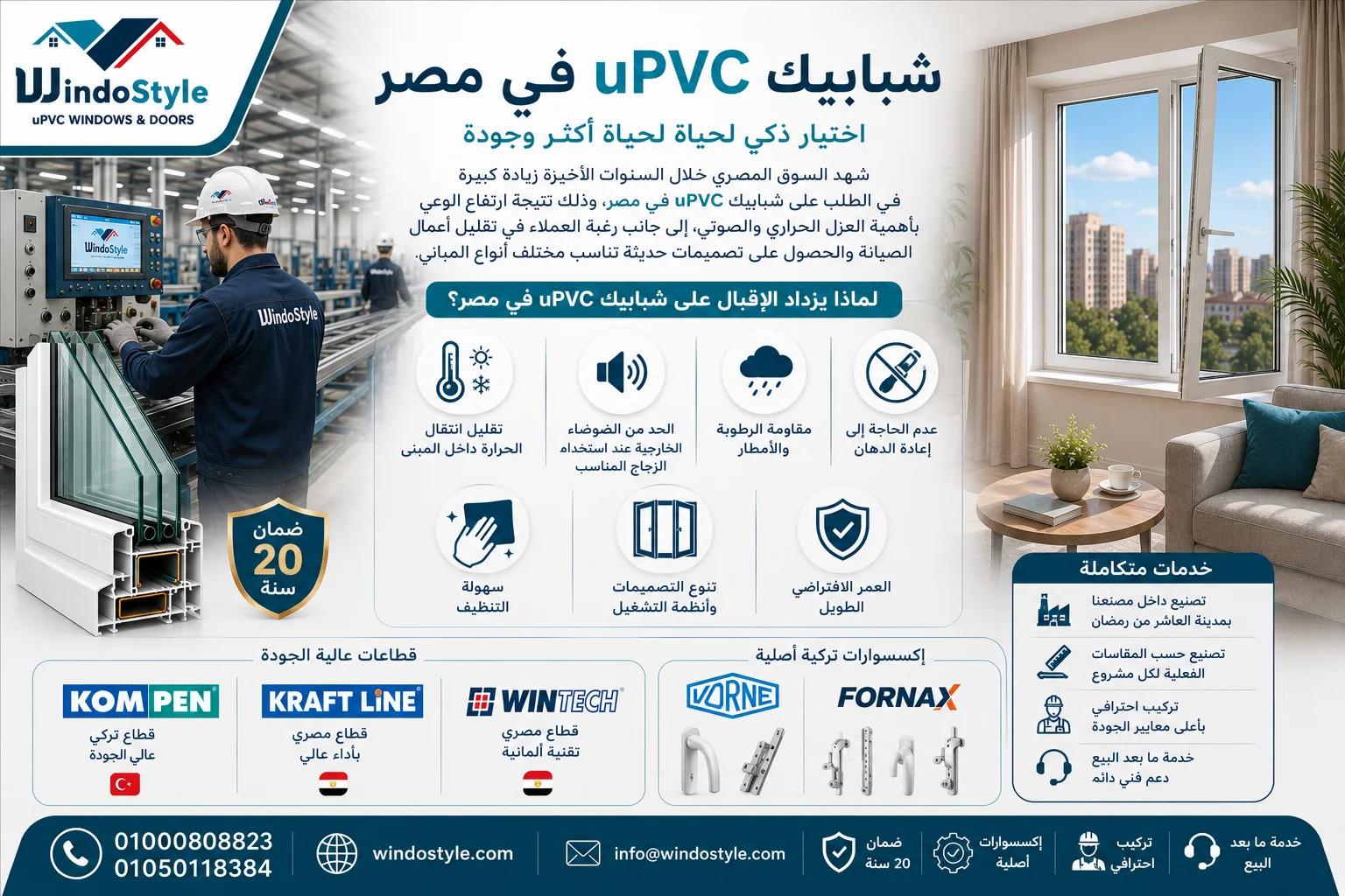 شبابيك uPVC | أفضل الأنواع والأسعار والمميزات في مصر 2026 3 شبابيك uPVC في مصر اختيارك الذكي